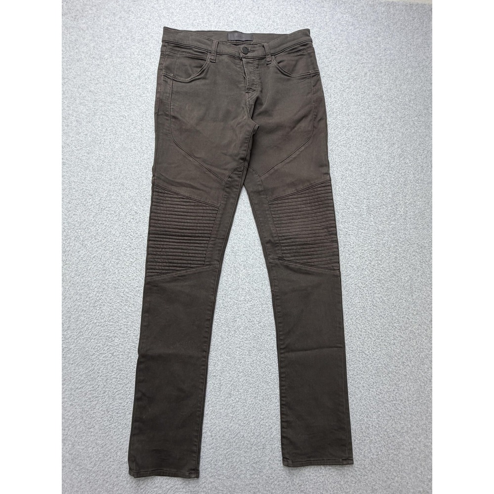 J Brand Bearden Moto Jeans Mens 31x32 Brown Regiment Skinny Stretch Denim Pants